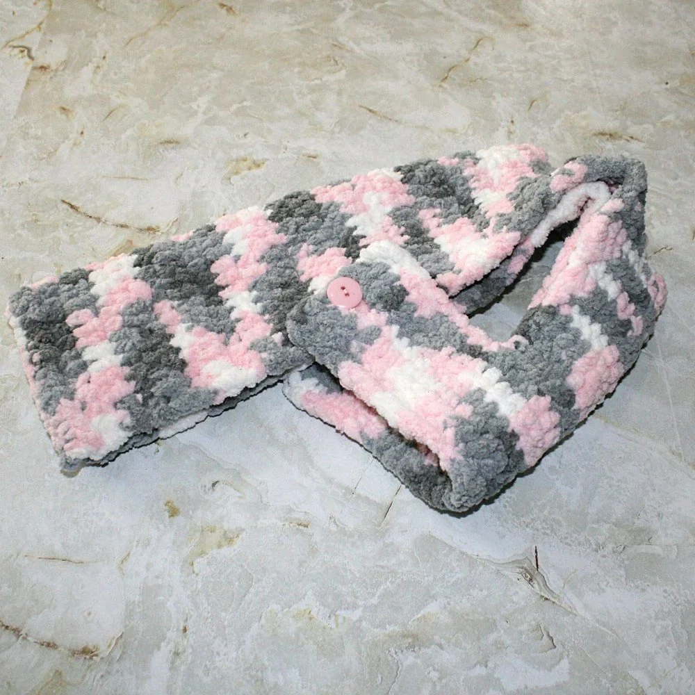 HAND CRAFTED Crochet Dog Sweater Coat Colorful Pink Chenille Cozy X-Small